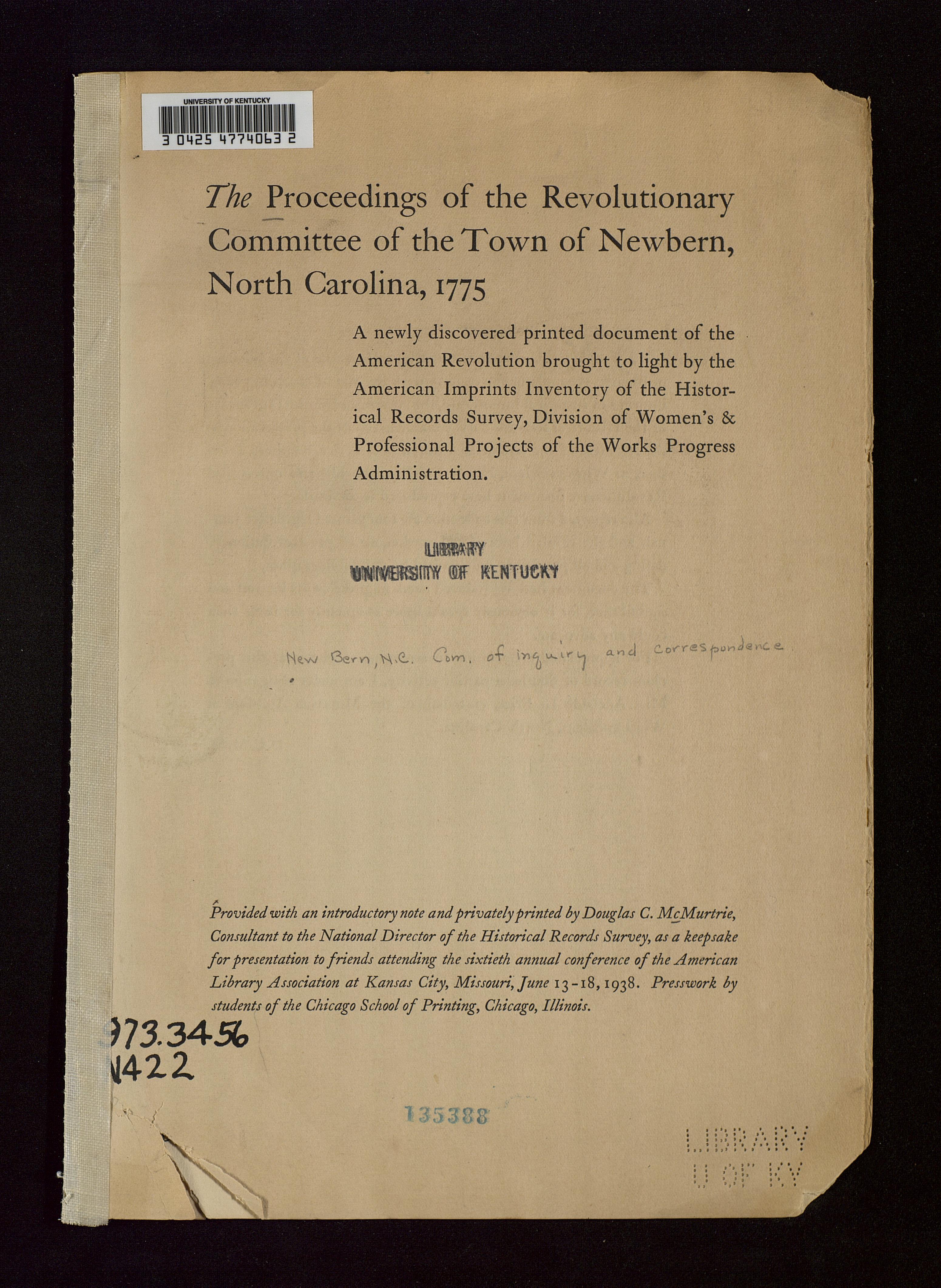 The Proceedings of the Revolutionary Committee of the Town of New