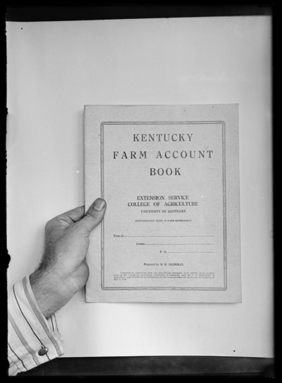 Kentucky Farm Acct. Book--front cover page