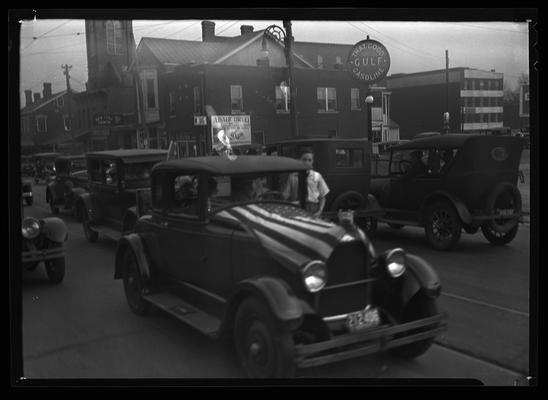American Legion Parade; car with American flag on hood