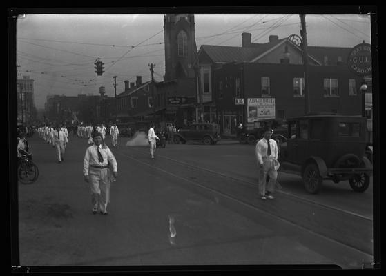 American Legion Parade; partial view of New York Lunch, Adair Drug