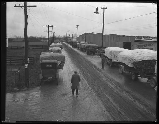 Tobacco trucks: street scene, South Broadway and Angliana Avenue (Independent Tobacco)