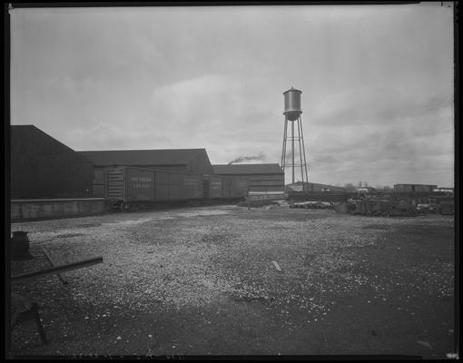 American Tobacco Warehouse #16; Pryor Shed, exterior (train cars, Southern railroad)
