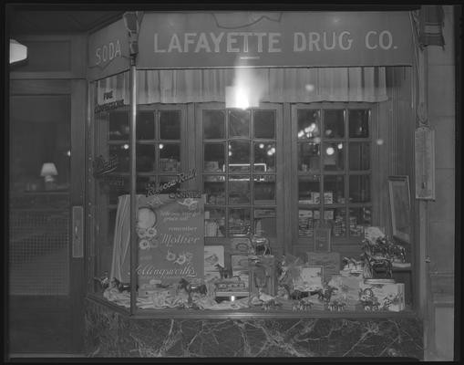 Lafayette Drug Company, 200 East Main; exterior window