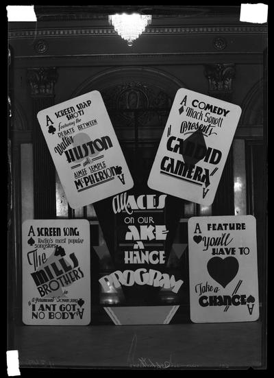 Kentucky Theatre (movie theater), 214 East Main, interior, lobby; standee promoting 