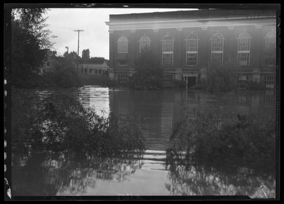 Flood Photos; standing water in front of building