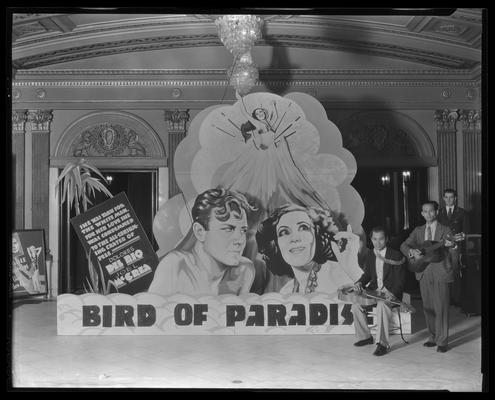 Kentucky Theatre (movie theater), 214 East Main, interior, lobby; standee to promote 