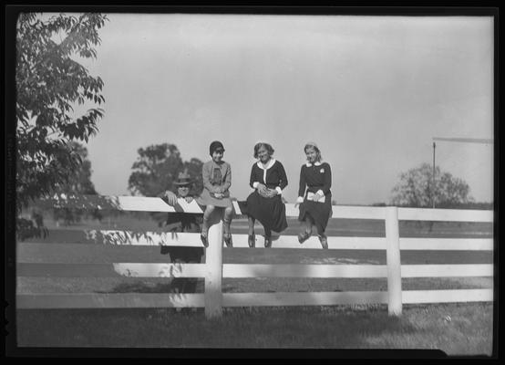 Walnut Hill Farm; Roy Miller's daughters on fence