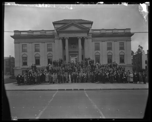IOOF; Grand Lodge Convention group, in front of Municipal Building