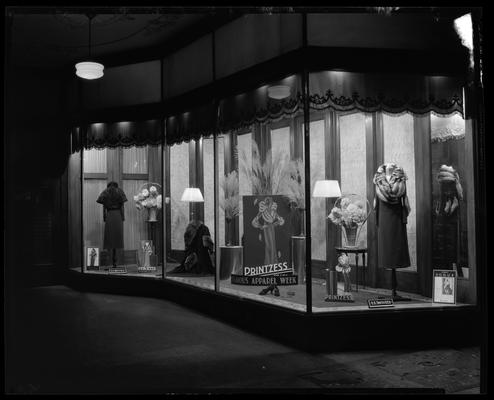 B.B. Smith & Company, 264 West Main; window display, Printzess Clothing