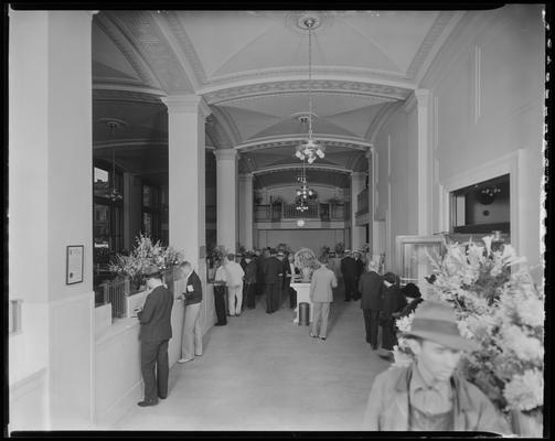 First National Bank & Trust Company, 167 West Main; interior, customers