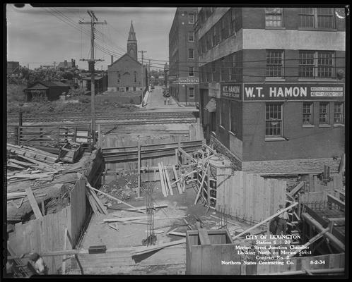Northern States; sewer construction (City of Lexington, station 6+20, Merino Street junction chamber, looking north on Merino Street, contract no. 2)
