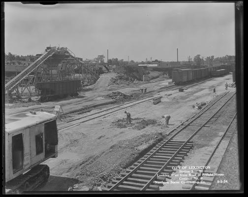 Northern States; sewer construction (City of Lexington, station 3+50, looking west from roof of Freight House, contract no. 2)