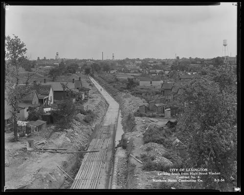 Northern States; sewer construction (City of Lexington, looking south from High Street viaduct, contract no. 4)