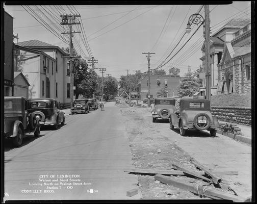 Connelly Brothers; construction (City of Lexington, Walnut & Short Streets, looking north on Walnut Street from station 7+00)