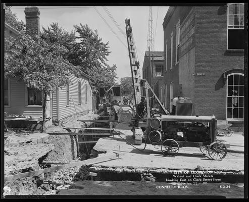 Connelly Brothers; construction (City of Lexington, Walnut & Clark Streets, looking East on Clark Street from station 11+77)