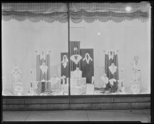 Graves, Cox & Company, 124-132 West Main Street; window with clothing display