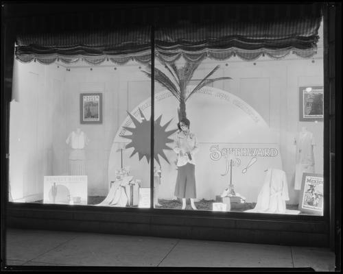 Graves, Cox & Company, 124-132 West Main Street; window with clothing display