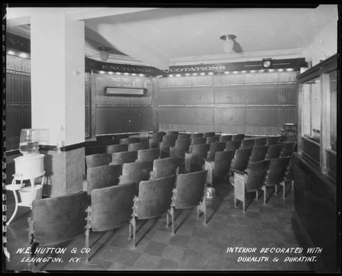 W.E Hutton & Company (stock exchange?), 126 East Main; interior (Duralith & Duratint Paint)