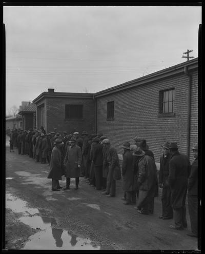 City of Lexington; soup kitchen, crowd at exterior (Great Depression)