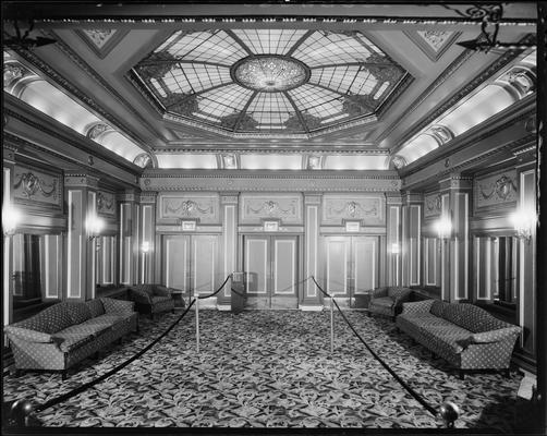 Kentucky Theatre (movie theater), 214 East Main, interior; inner lobby after redecorating facing 