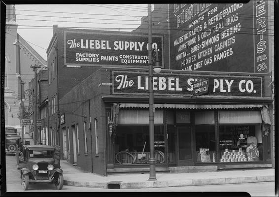 Liebel Supply Company, 431 West Main (mill supplies); building, exterior (Queen City Supply Company, Paul's Cone Shop, Swift's Ice Cream, L.L. Roberts Furniture Company)