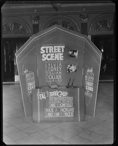 Kentucky Theatre (movie theater), 214 East Main, interior; lobby standee to promote 