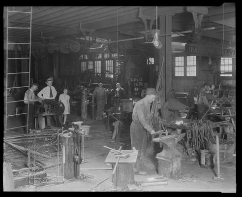 Saunier Brothers, blacksmiths (horse shoeing, wagon & repair works); interior, 153-169 Saunier Avenue