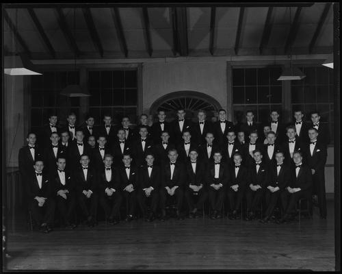 University of Kentucky campus, group in tuxedos (1934 Kentuckian)