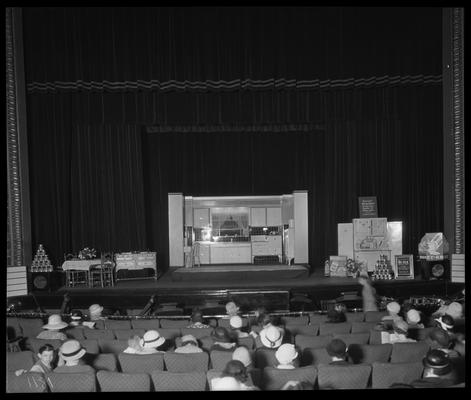 Ben Ali Theatre (movie theater), 121 East Main, interior, theater; stage with set for a cooking school