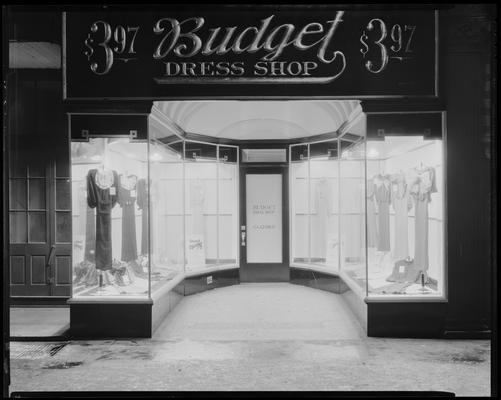 Budget Dress Shop, 206 West Main; exterior window