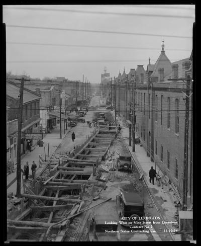 Northern States Construction Company; PWA (Public Works Administration) Sewer (City of Lexington, looking West on Vine Street from Limestone, contract no. 2)
