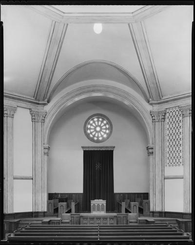 Central Christian Church, 130 Walnut; interior, pulpit