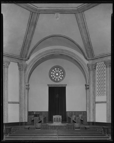 Central Christian Church, 130 Walnut; interior, pulpit