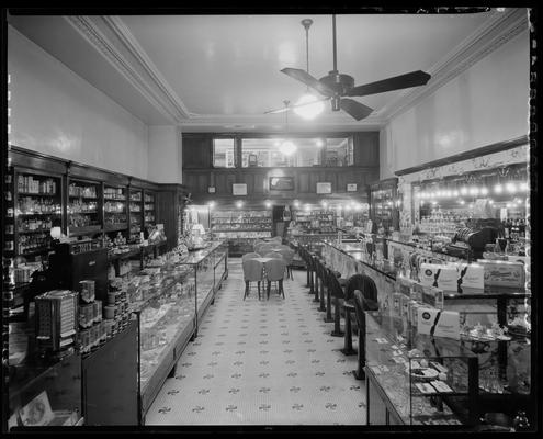 Lafayette Drug Company, 200 East Main; interior (soda fountain, candy counter)
