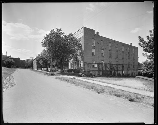 Mr. J. H. Byrd (Distilleries); exterior, buildings in Midway, Kentucky; possibly where Park & Tilford bourbon was produced