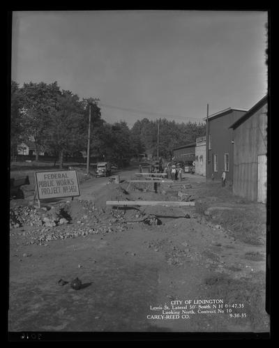 Carey-Reed Construction Company; interior of drain pipe (City of Lexington, Evans Street 4+4.75 to Station 0+00, looking Southwest, Contract No. 9)