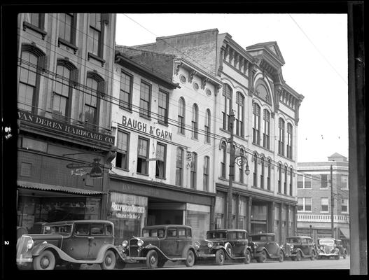 Old March building; 416 418 420 West Short, 340 West Main, exterior (Baugh & Garn Furniture, Van Deren Hardware)