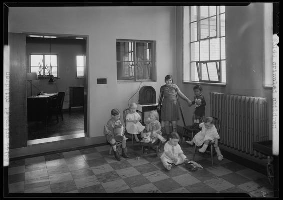 Good Samaritan Hospital, 310-330 South Limestone; disabled children playing (handicapped)