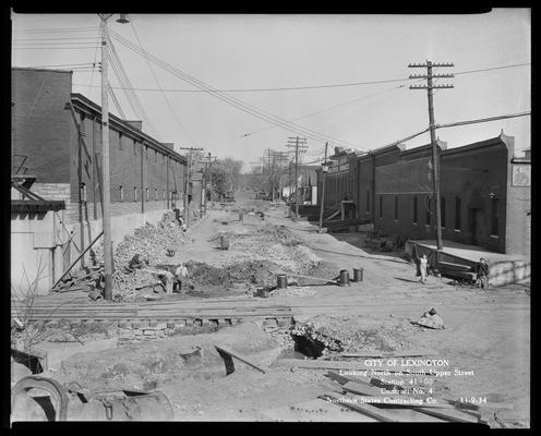 Northern States construction (City of Lexington, looking North on South Upper Street, station 41+00, contract no. 4)