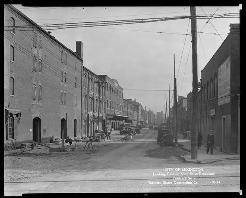 Northern States construction (City of Lexington, looking East on Vine Street at Broadway, contract no. 2)