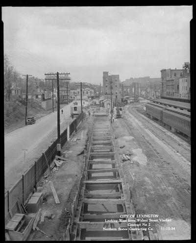 Connelly Brothers construction (City of Lexington, looking West from Walnut Street Viaduct, contract no. 2)