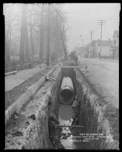 PWA (Public Works Administration) Storm Sewer Project; Connelly Brothers construction (City of Lexington, Limestone Street south, contract no. 3, station 27+00)