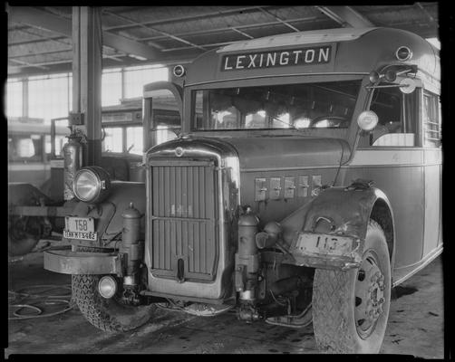 Southeastern Greyhound Lines; wrecked bus