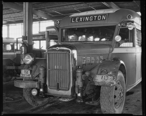 Southeastern Greyhound Lines; wrecked bus