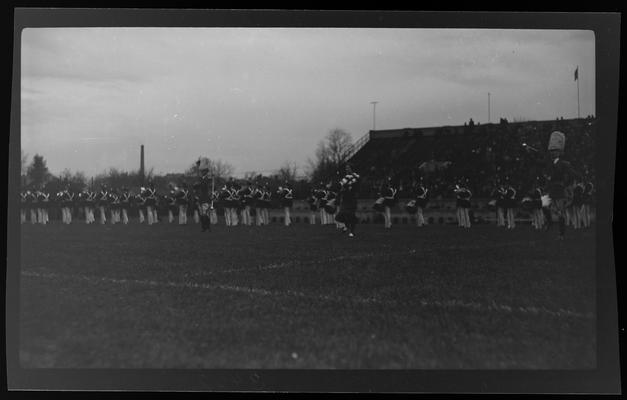 Football game, marching band (1936 Kentuckian) (University of Kentucky)