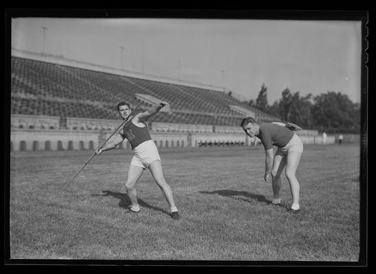 Javelin thrower, track & field (1936 Kentuckian) (University of Kentucky)