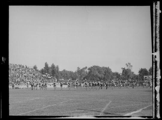 Marching band at football game (1936 Kentuckian) (University of Kentucky)