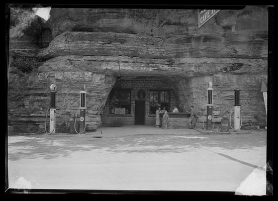 Gas station inside cave; exterior (George Chinn)
