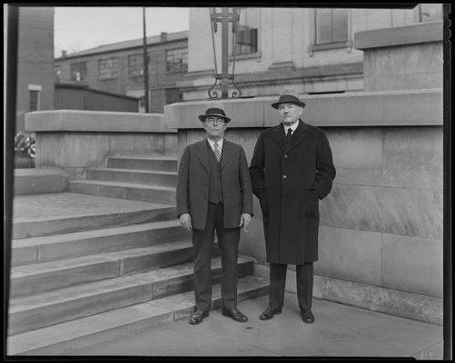 Lexington Police Department; group, detectives, two unidentified men standing on steps of building