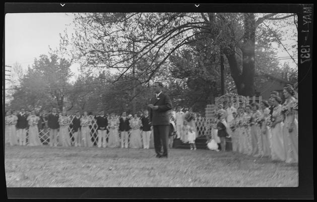 Transylvania (College) Day; Queen's court; man standing in lawn